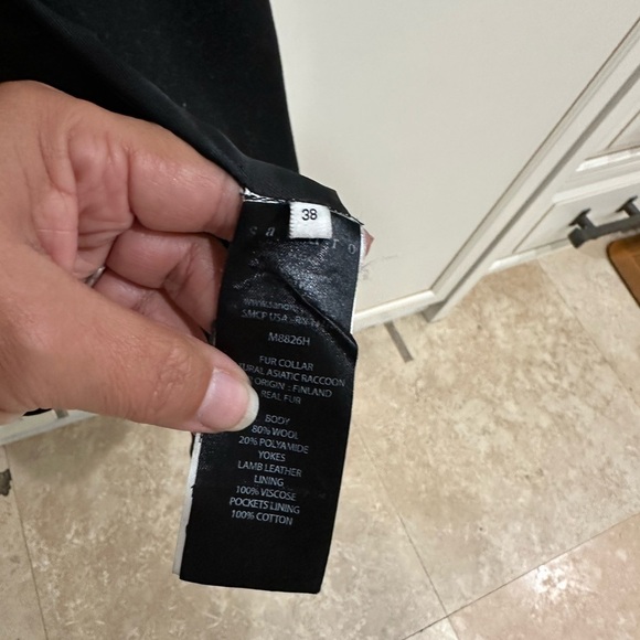 SANDRO Manoli Fur Trim Wool Leather Coat - Picture 8 of 10